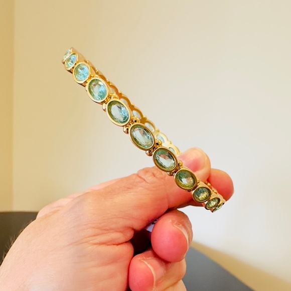 NWT AUTHENTIC LUXURY JULIE VOS CLEAR BAHAMIAN BLUE IMPORTED GLASS BANGLE - Picture 11 of 17